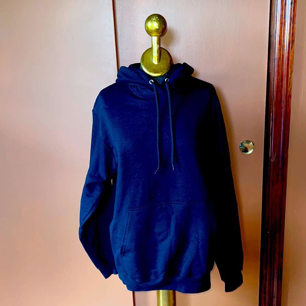 Graphic Black Hoodie Sweatshirt, new never worn. M “Colassal Always Hand Paint”
